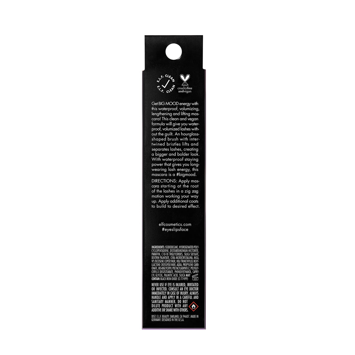 e.l.f. Big Mood Waterproof Mascara, Instantly Creates Long-Lasting, Bold & Lifted, Voluminous Lashes, Infused with Jojoba Wax, Black, 0.30 fl Oz e.l.f.