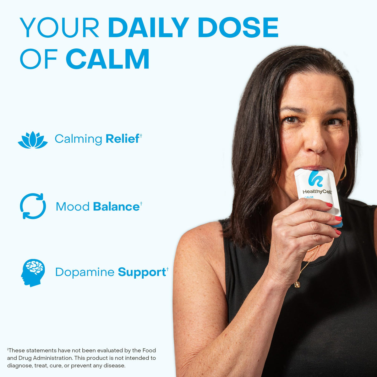 Healthycell Calm Mood Daily Liquid Supplement - Cortisol Manager & Mood Support Supplement for Stress with Ashwagandha, L-Theanine, Magnesium, 5-HTP, GABA & Saffron - 30 Gel Packs Healthycell