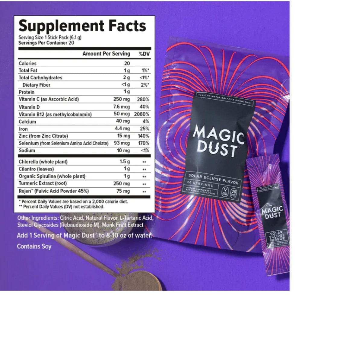 InnoSupps Magic Dust Super Greens Powder Drink Mix Packets with Chlorella Powder - Gut Health, Immune Support, & Energy Support - Vitamins & Mineral Supplement for Health, Solar Eclipse (20 Servings) Gsupps Australia