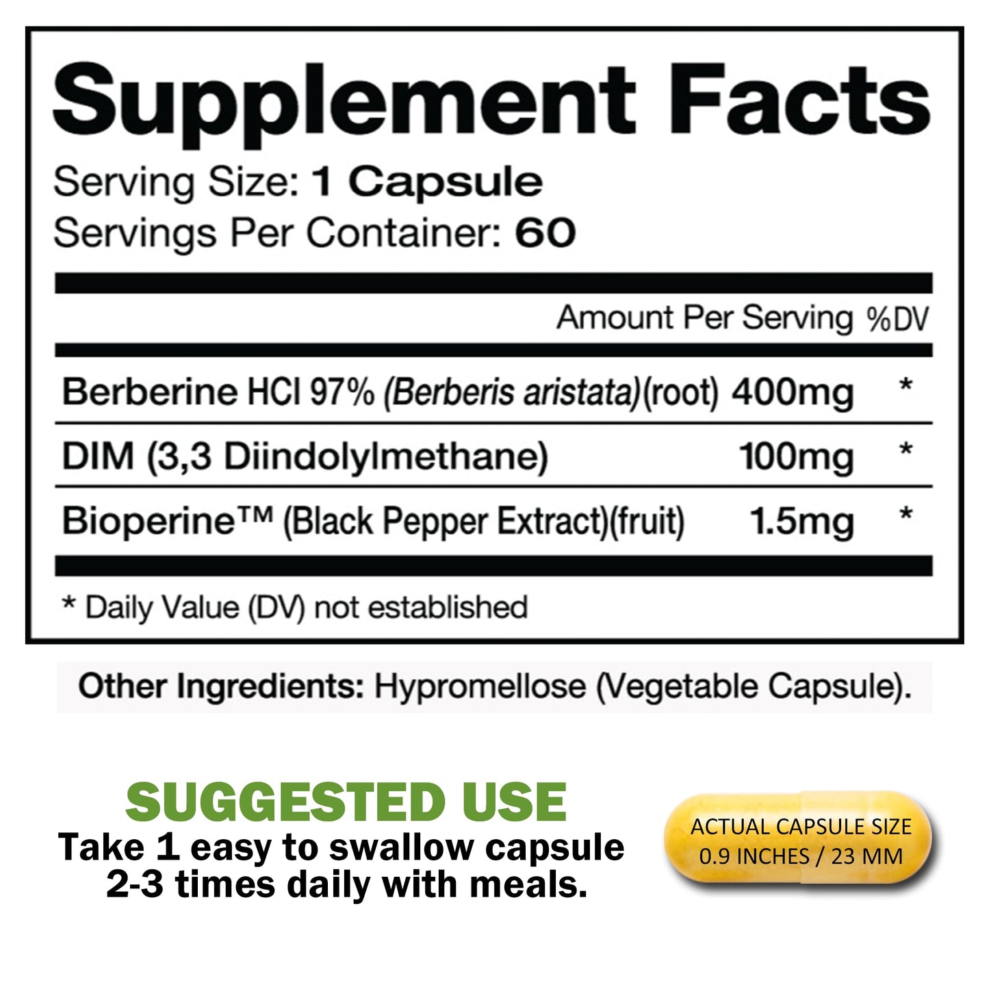 Dimberine - DIM & Berberine, High Purity Enhanced Absorption Formula - 60 Capsules Dimberine