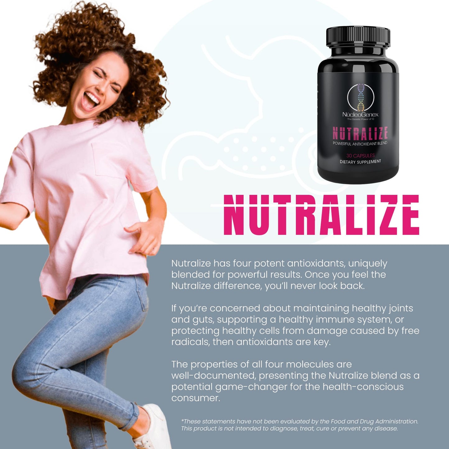 Nucleogenex - Nutralize - The Key to Supporting a Healthy Aging Process and Immune System - Potent Blend for Powerful Cell Protection - Xanthohumol, CurcuPrime, C-60 Complex, PureQQ - 30 Capsules NucleOGenex