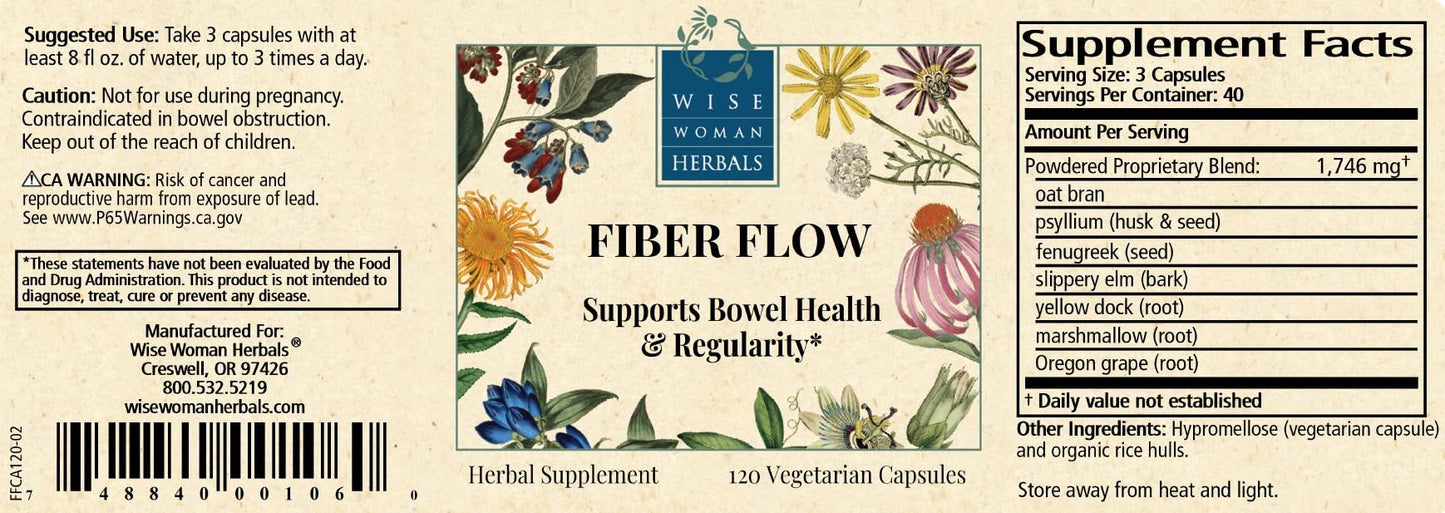 Wise Woman Herbals – Fiber Flow Capsules 120 Count – Supports Healthy Digestive Function, Gut Health, Bowel Health and Regularity Wise Woman Herbals