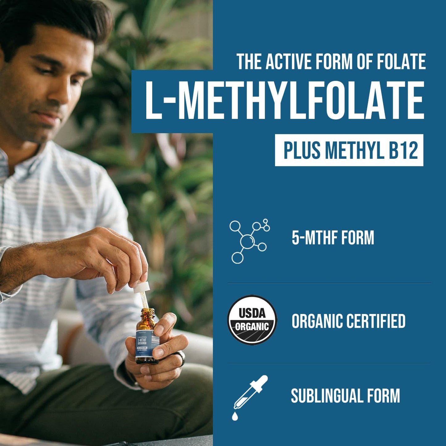Organic Methyl Folate 1000 mcg + Methyl B12 Cofactor (300 Servings) – Metabolically Active 5-MTHF Form, Organic Berry Flavor Triquetra Health