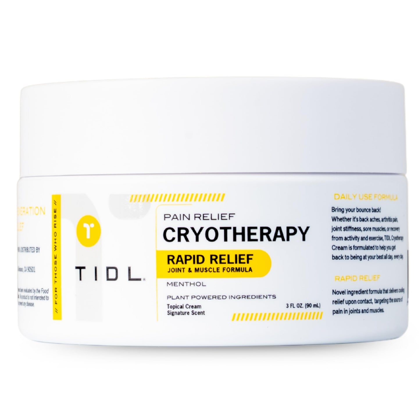 TIDL Cryotherapy Pain Relief Cream, 3 Oz, Targeted Neck Pain, Joint & Muscle Pain Relief with Organic, Plant-Based Menthol, Instant Cooling for Sport & Post Workout Full Body Recovery TIDL