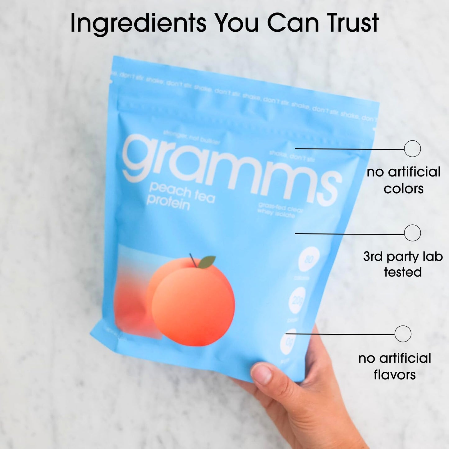 GRAMMS Clear Protein Powder Packets 20G Protein for Women & Men | Lactose Free, Grass-Fed Whey Isolate, Gluten Free, Zero Sugar, Gut Friendly, Non-Bloating GRAMMS