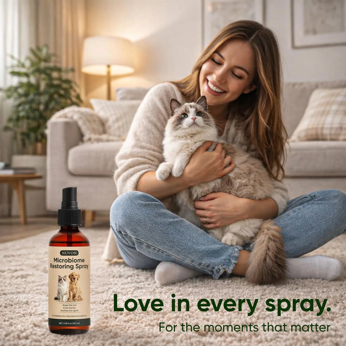 Wanciment NUVON Postbiotic Spray - Hot Spot Treatment for Dogs & Cats - Helps Alleviate Sensitive Skin, Scratching, and Licking of Coat - 3.38 fl oz Wanciment