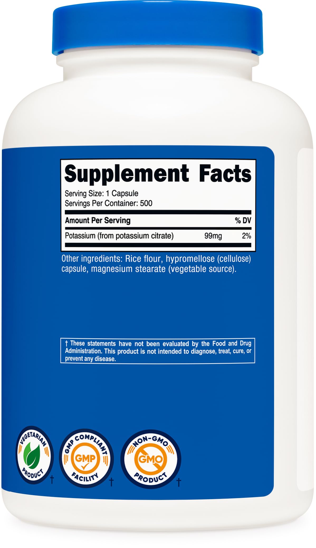 Nutricost Potassium Citrate 99mg, 500 Capsules Nutricost