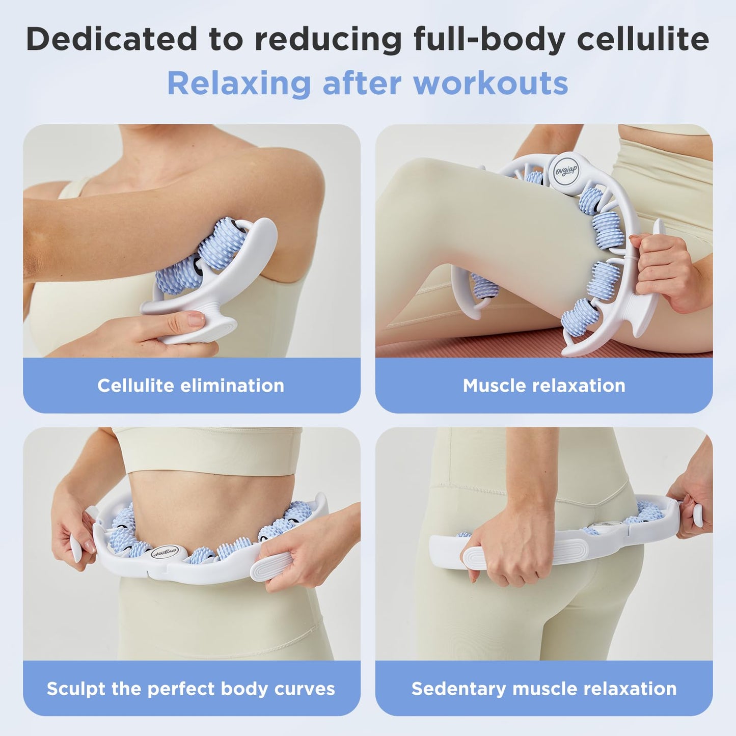 OVGIAP Cellulite Manual Massager for Legs & Thighs - Lymphatic Drainage Tool, Handheld Fascia Blaster for Deep Tissue, Body Sculpting Cellulite Remover(Blue) OVGIAP