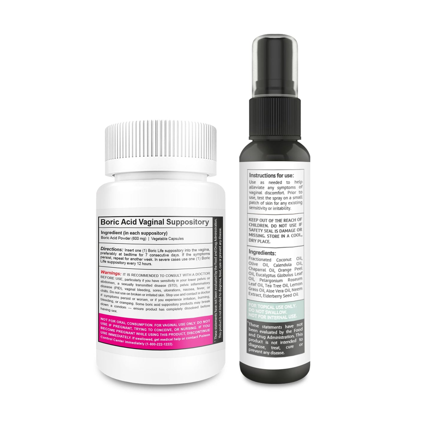 NutraBlast Boric Acid Vaginal Suppositories 600mg (30 Count) Bundle with Intimist Essential Oils Blend Spray (2 fl oz) NutraBlast