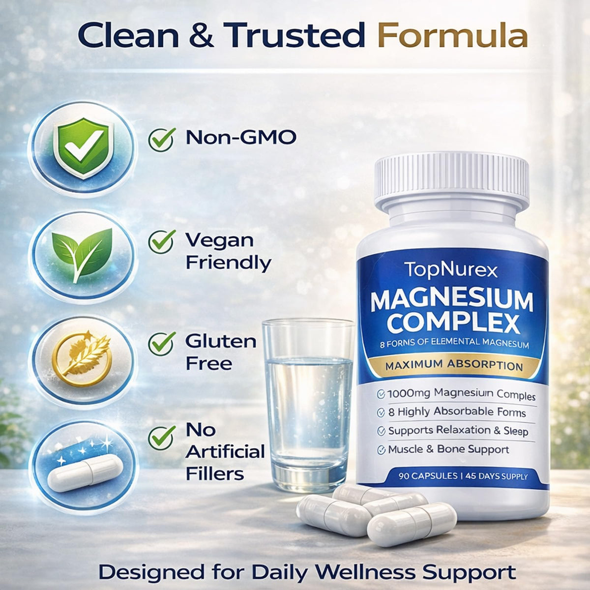 Top Nurex Magnesium Complex Supplement for Women & Men | 1000mg Maximum Absorption | 8 Magnesium Forms Including Glycinate, Citrate, Malate | Supports Relaxation, Sleep, Bone Strength | 90 Capsules Art anime