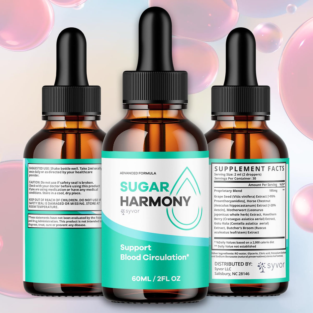 (2 Pack) Sugar Harmony Drops, Official SugarHarmony Liquid Drops with All Natural Ingredients, Advanced Formula Support Supplement with Maximum Strength Premium Vitamins for Women & Men (60 Servings) Syvor