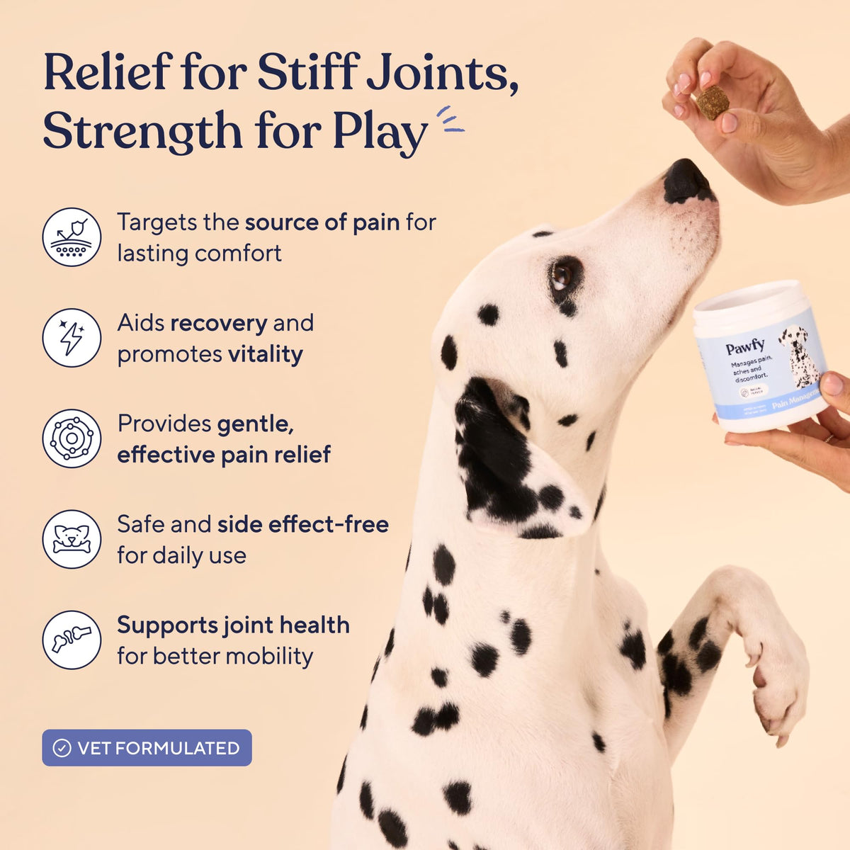 Pawfy Advanced Pain Management - Essential Vitamins & Supplements with Omega 3 |Joint Supplement for Dogs - Supports Hip & Joint Health for Small, Medium, Large Breeds | 30 Fast-Acting Chews Pawfy