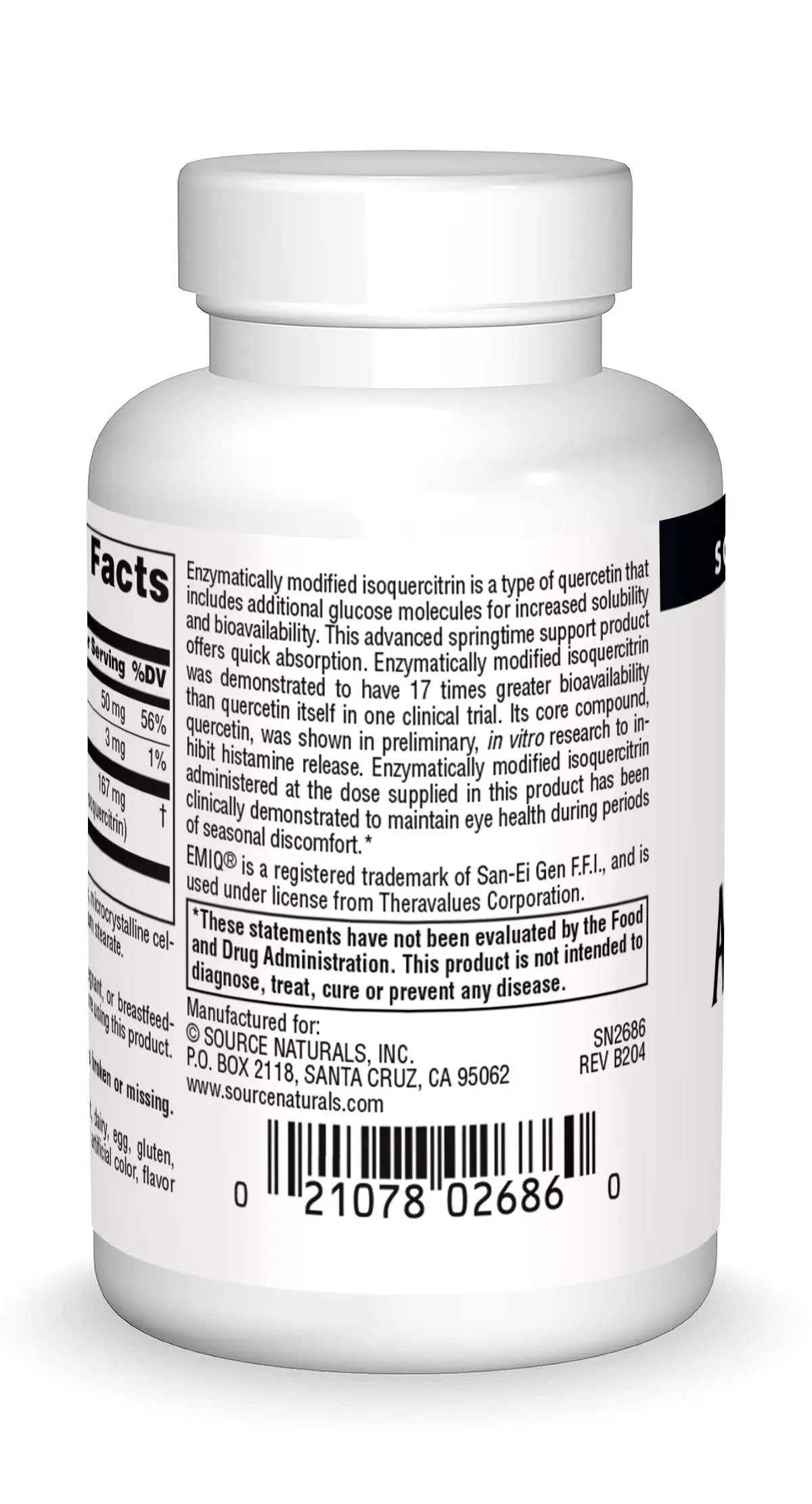 Source Naturals AllerStrength Fast-Acting Seasonal Immune Support - Highly Bioavailable Quercetin* - 60 Tablets Source Naturals