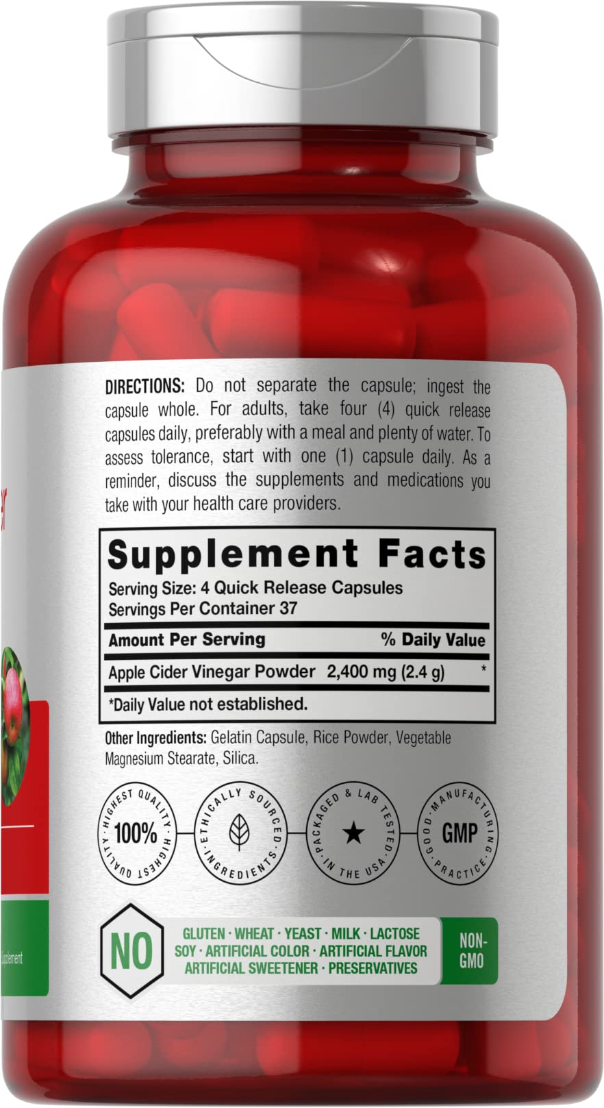 Horbäach Apple Cider Vinegar Capsules | 2400mg | 150 Count | Non-GMO, Gluten Free Supplement Horbäach