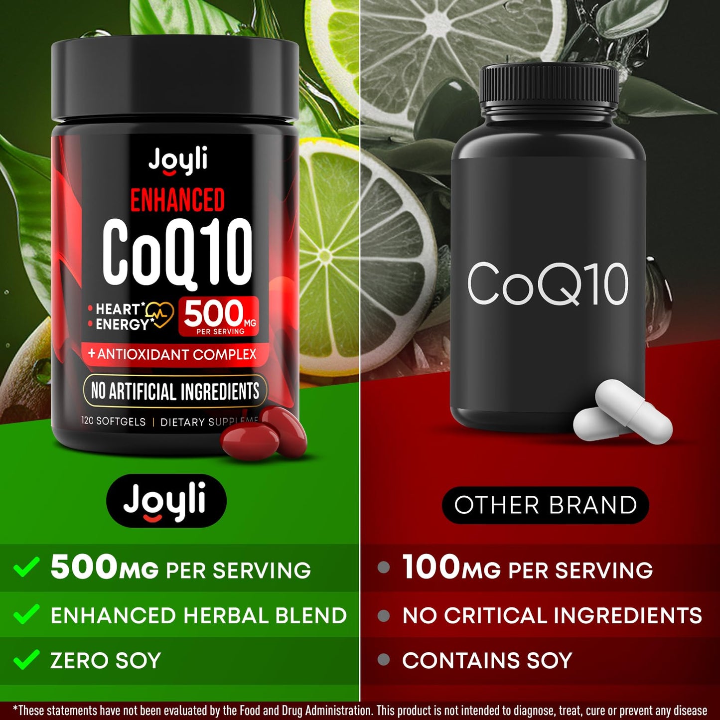 High Absorption CoQ10 500MG - Co Q 10 Supplement 120 Softgels for Heart Health&Energy Production - Enhanced CoQ10 Nutritional Supplements with Coenzyme Q10 JOYLI Nutrition