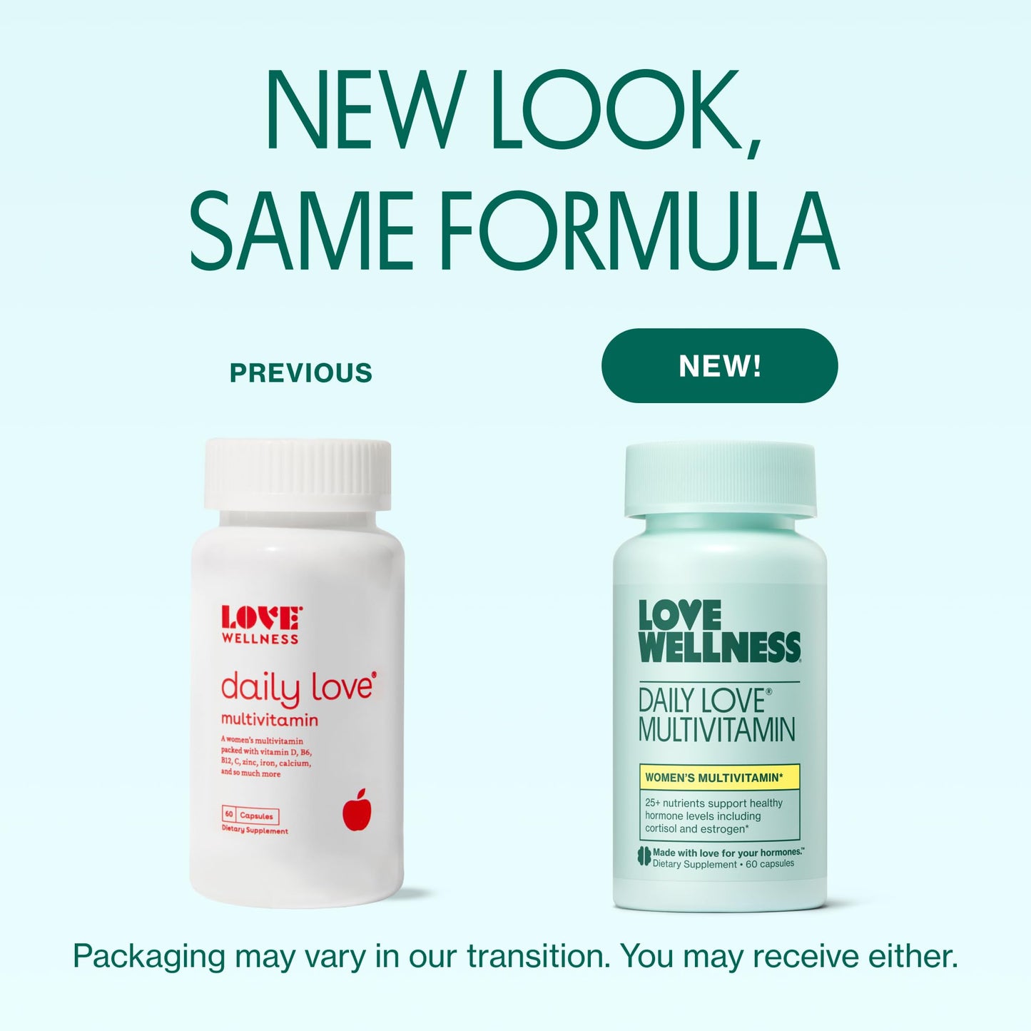 Love Wellness Daily Love Multivitamin for Women | Supports Energy, Cortisol, Immune Health, Stress Relief, & PMS | Complete with Vitamin D, C, Iron, Calcium, Zinc, & Biotin, Magnesium | 60 Count Love Wellness