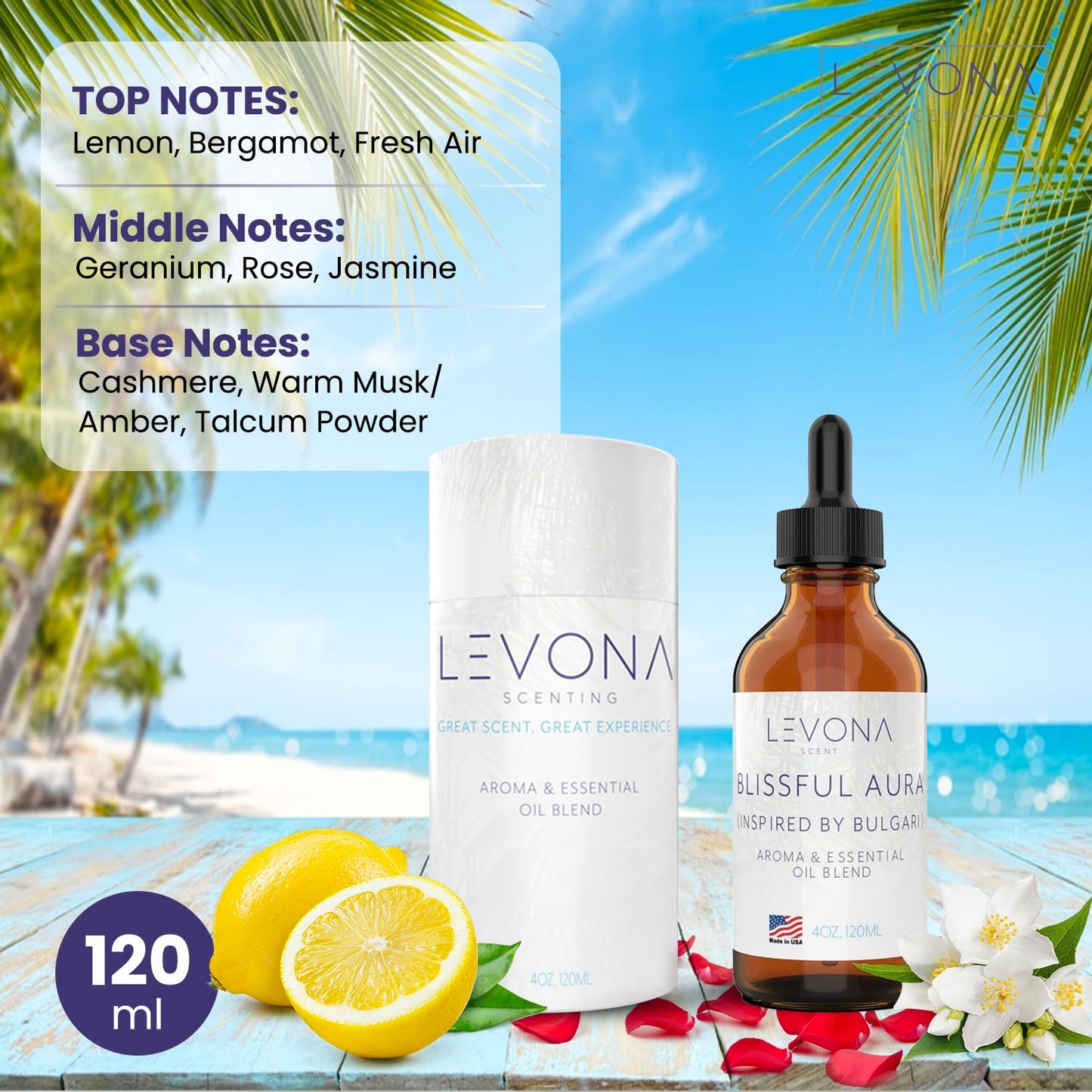 Levona Scent Essential Oils for Diffuser: Blissful Aura Inspired by Bulgari with Notes of Amber LEVONA SCENT