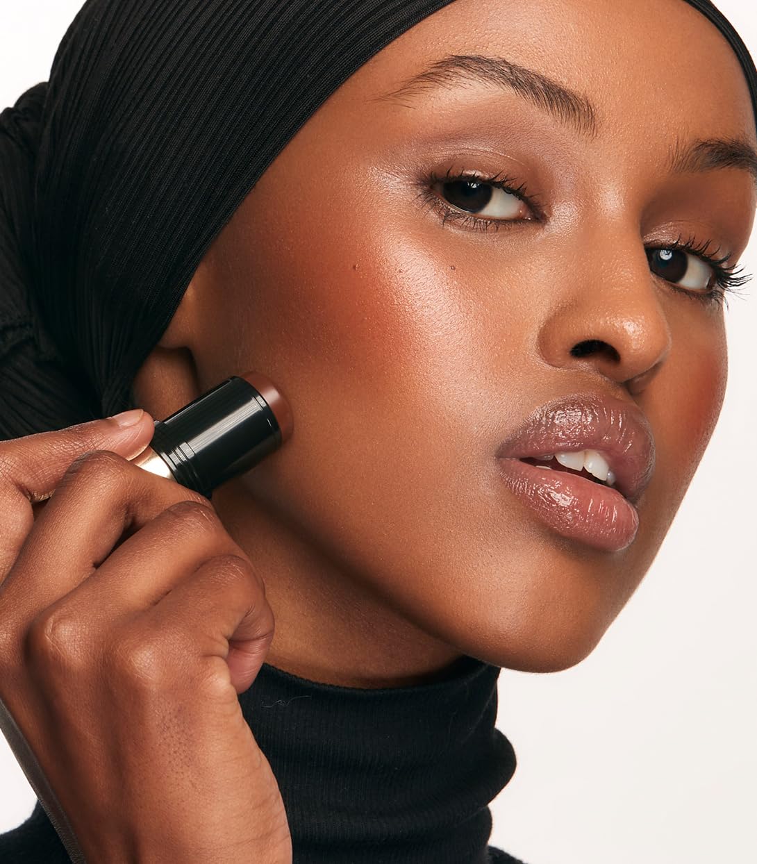 MAKE Beauty Heat Stroke Cream Blush Stick for Cheeks with Natural Hydrating Dewy Finish. Creamy Gel Blush Balm - Shade Baked, Deep Chocolate Brown Cheek Tint MAKE