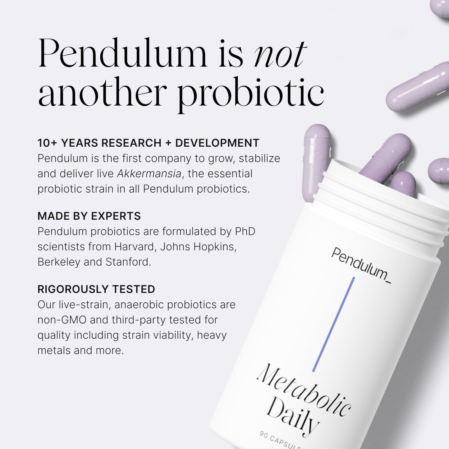 Pendulum Metabolic Daily - Multi-Strain Probiotic with Akkermansia muciniphila to Support Metabolism and Sustain Energy Levels - for Women and Men - 90 Capsules (1 Pack) Pendulum