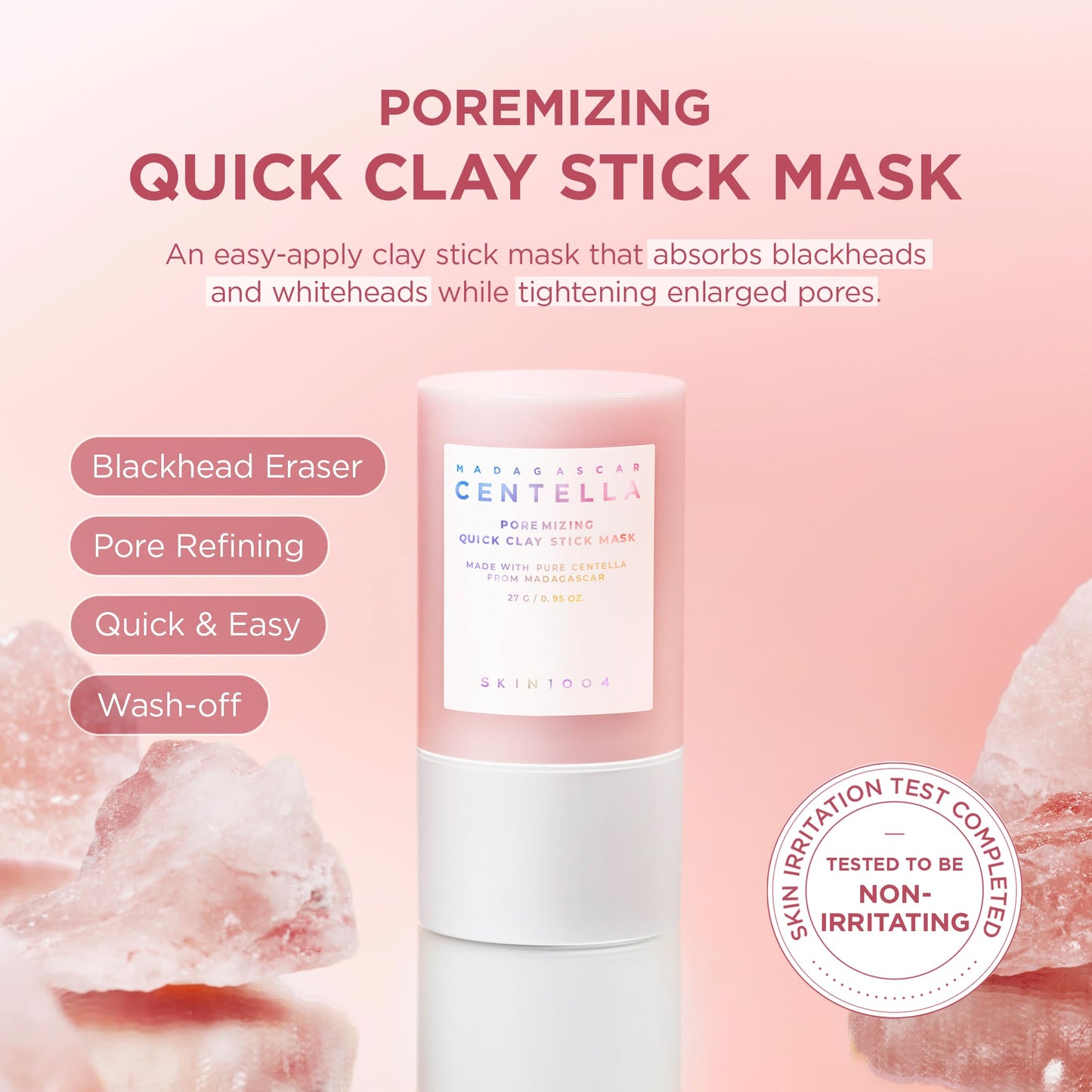 SKIN1004 Poremizing Quick Clay Stick Mask, Face Mask Skincare for Pore Minimizing, Facial Clay Mask with Centella, Pore Minimizer for Sebum Control SKIN1004