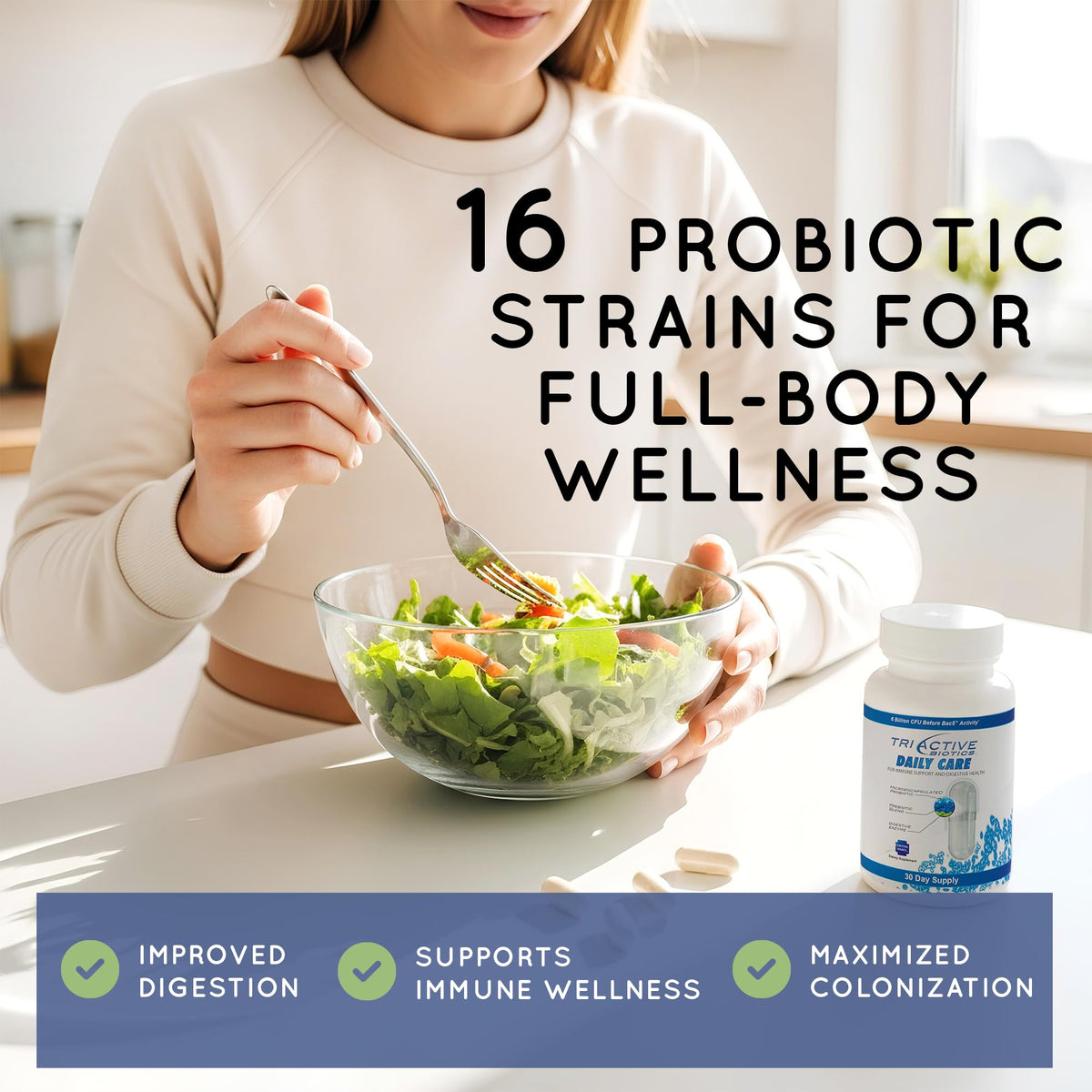 Essential Source TriActive Biotics Daily Care – Probiotics for Women and Men, 6 Billion CFU with Prebiotic Blend – Daily Digestive and Immune Support Gut Health Supplement – 30 Capsules Essential Source
