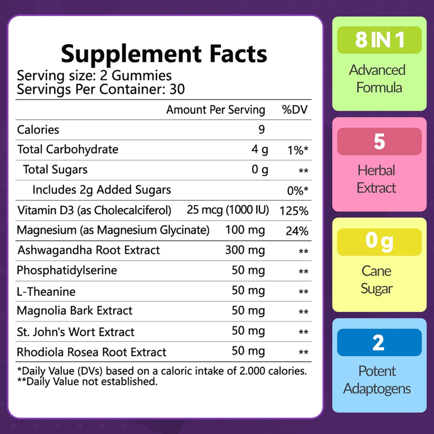 Whoyun Cortisol Supplement Gummies for Women, Lower Cortisol with Phosphatidylserine Ashwagandha Magnesium, Stress Relief, Vegan Sugar Free, 60 Count Whoyun