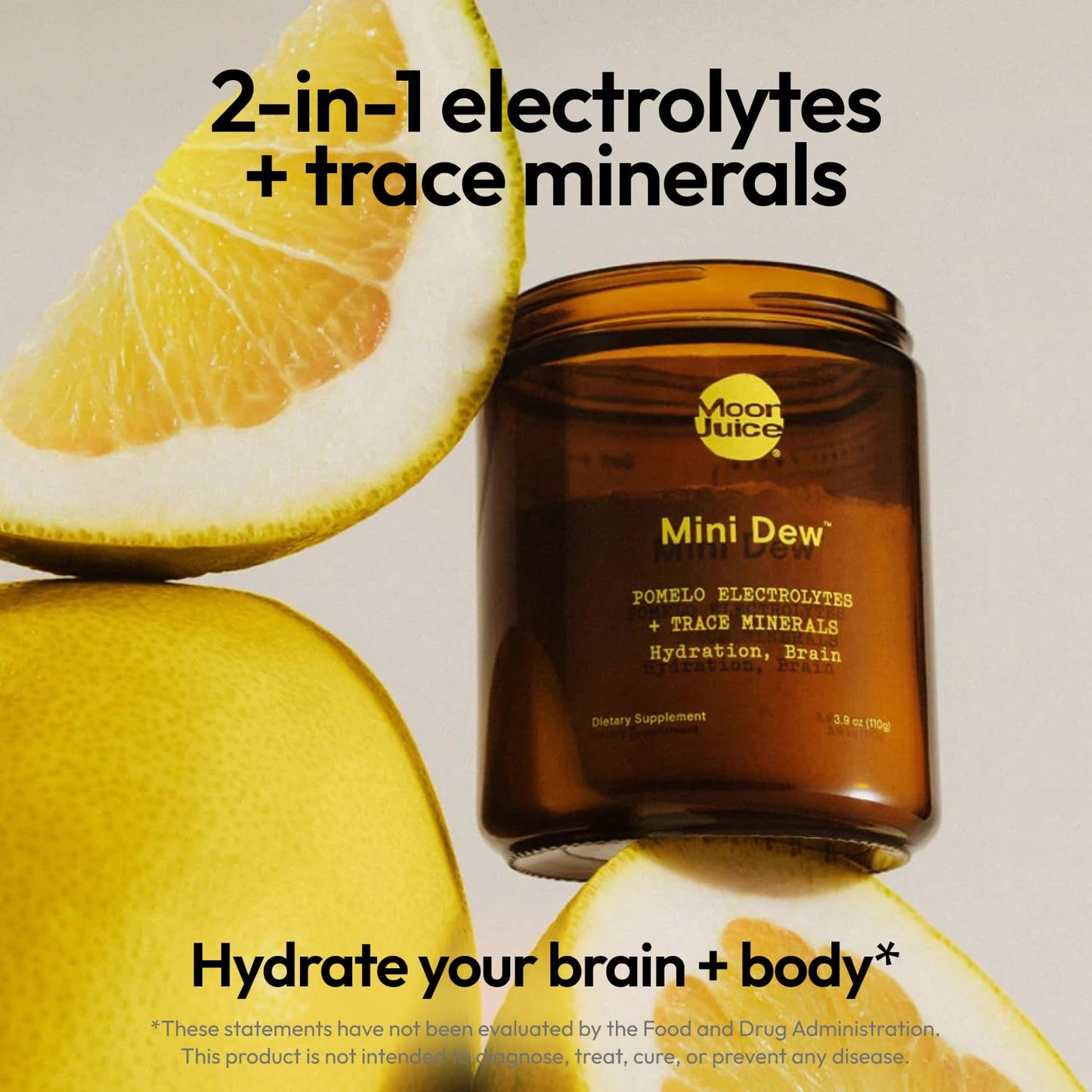 Moon Juice Mini Dew Electrolytes Powder - Sugar Free Minerals & Electrolyte Hydration Powder for Instant Hydration & Brain Support - Magnesium, Calcium, Potassium, Pink Salt, Pomelo, 30 Servings Moon Juice