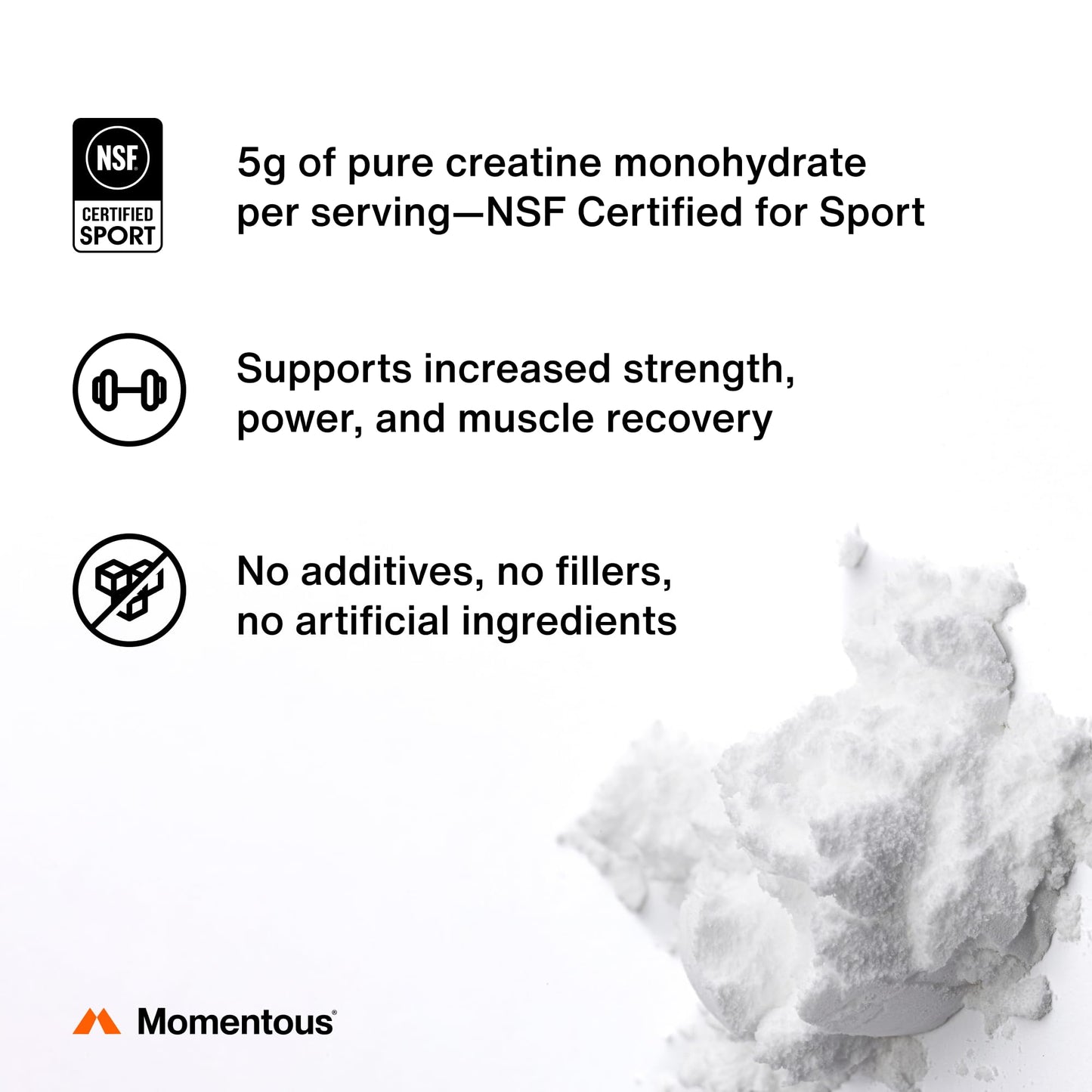 Momentous Creatine Monohydrate Powder - Creatine Powder - Supports Strength, Lean Muscle, & Recovery for Men & Women Momentous