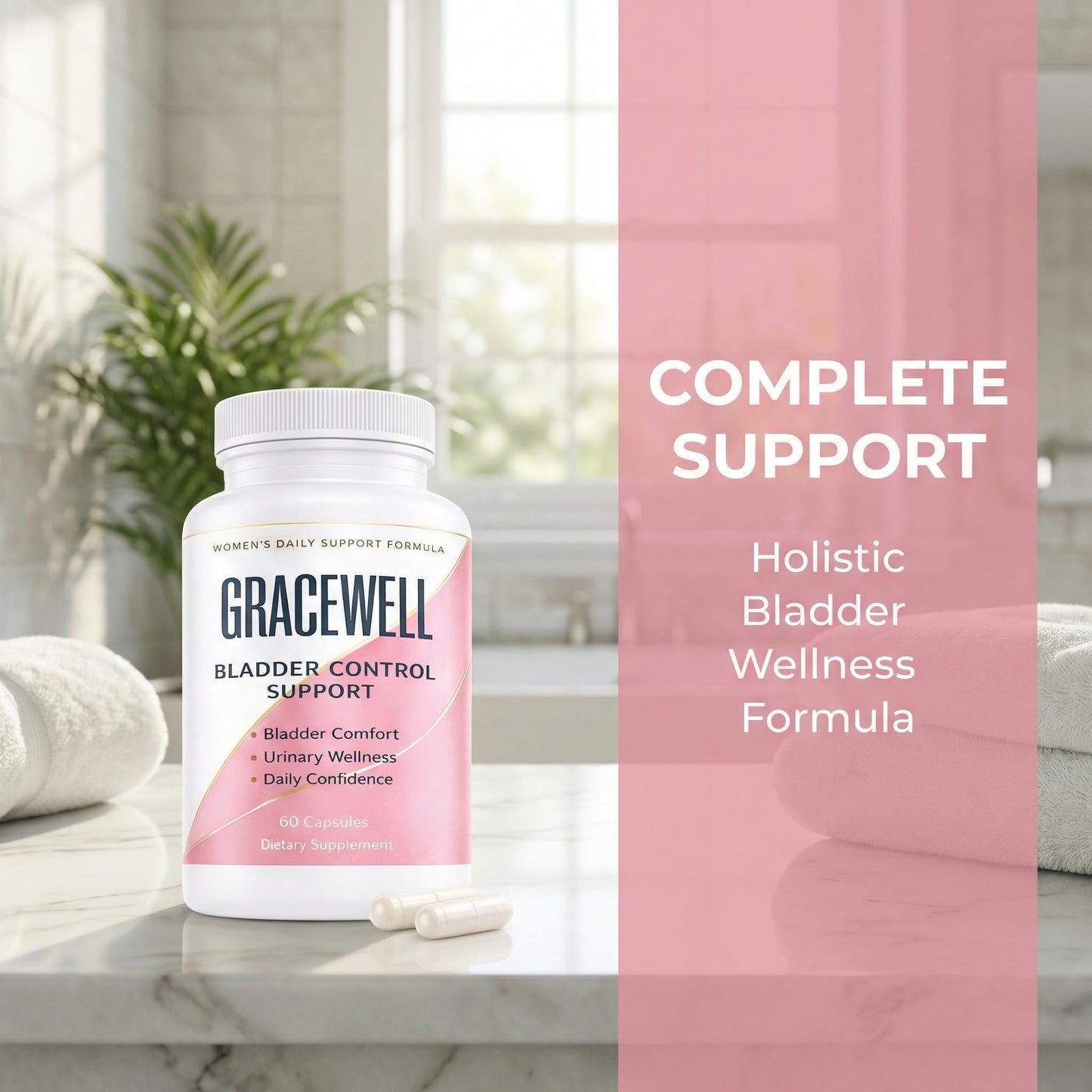 DXWXH Gracewell Bladder Wellness Supplement for Women & Men, Herbal Support with Asian Ginseng, Chinese Yam, Chinese Peony, Urinary Tract Health Formula, 60 Capsules (1) DXWXH