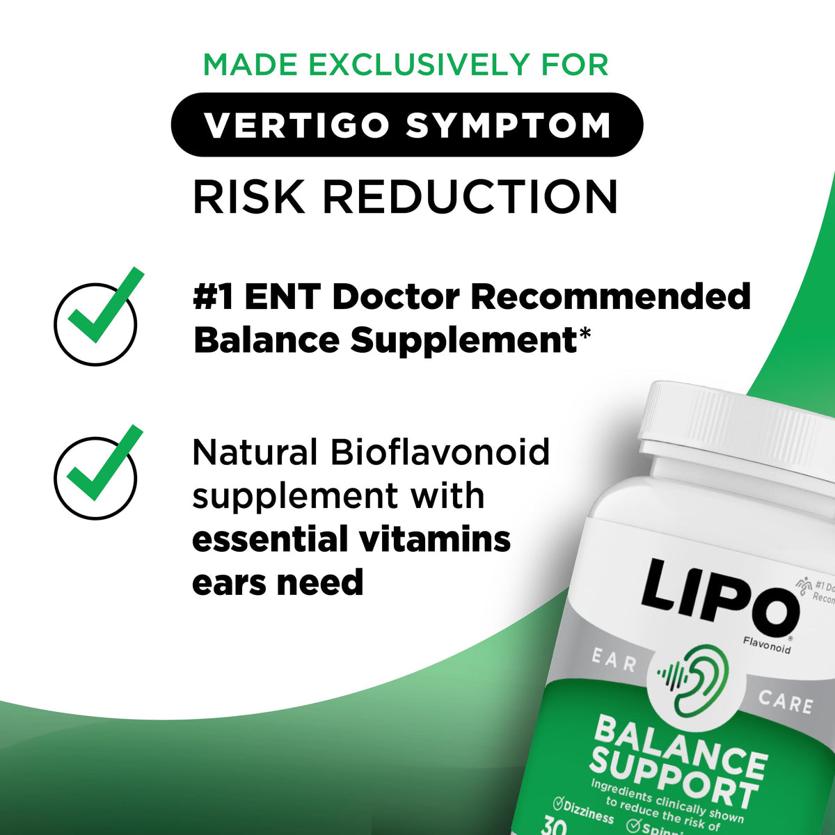 Lipo-Flavonoid for Vertigo & Dizziness Relief, Clinically Tested Formula with Ginkgo Biloba, Vitamin D, & Vitamin B Complex Lipo-Flavonoid