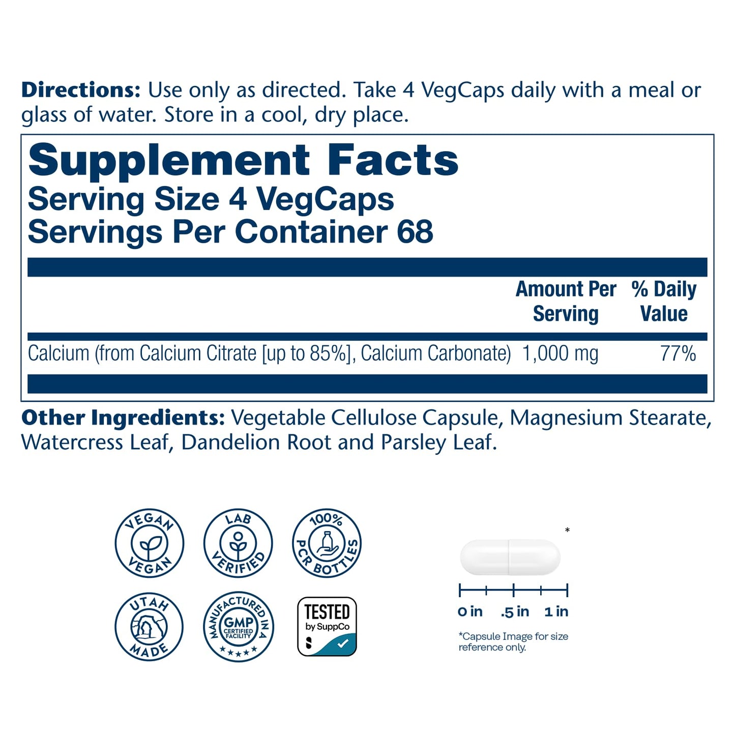 Solaray Calcium Citrate 1000mg - Chelated Calcium Supplement - Supports Bone Strength and Healthy Teeth - Easy to Digest SOLARAY