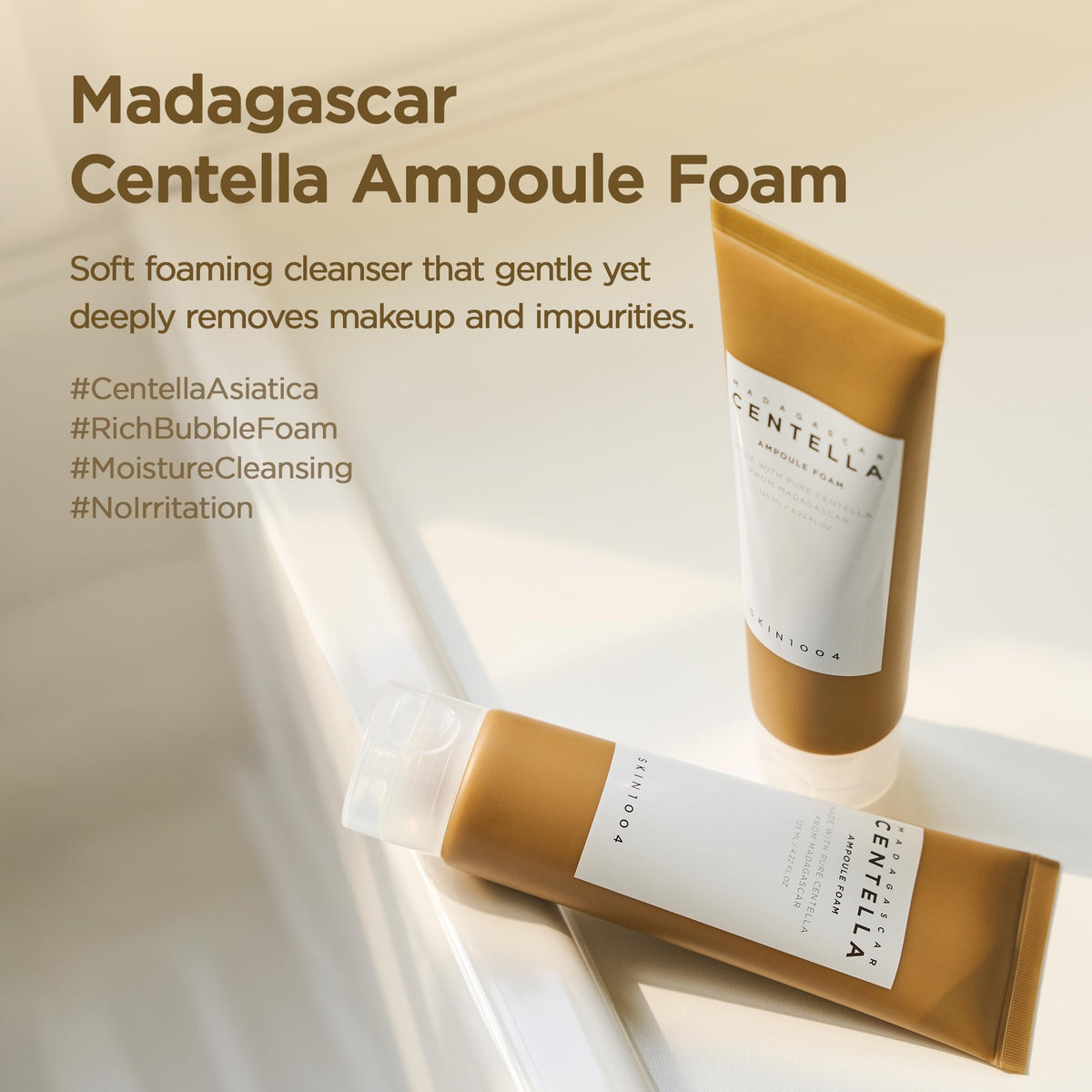 SKIN1004 Madagascar Centella Ampoule Foam, 4.23 fl.oz, Korean Face Cleanser & Makeup Remover SKIN1004