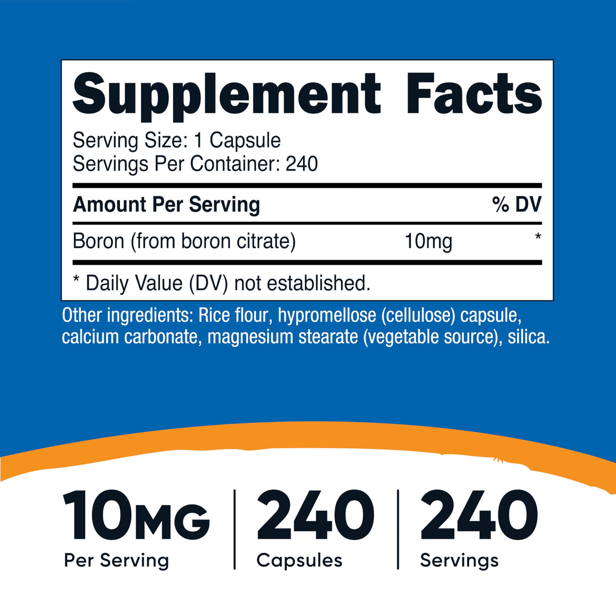 Nutricost Boron Capsules 10mg, 240 Vegetarian Capsules, Gluten Free and Non-GMO Nutricost