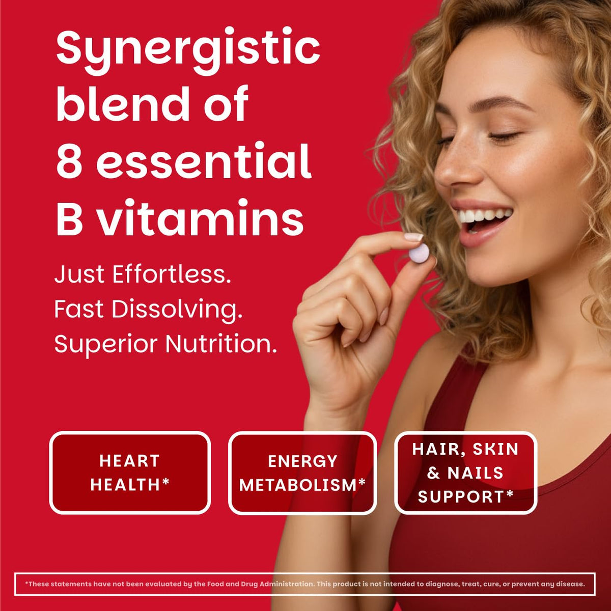 EZ Melts Dissolvable B-Complex - Vitamin B Complex - Provides Energy Metabolism & Heart Health Support - with Methylated B12 & Folate - Non-GMO & Vegan EZ Melts