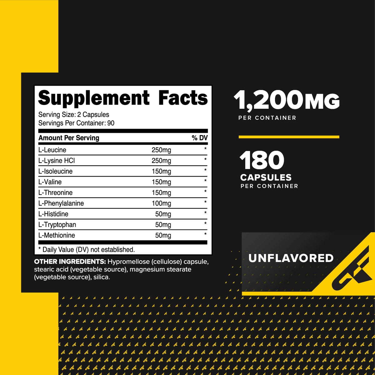 Primaforce EAA Capsules 1200mg, 180 Capsules, 90 Servings - Essential Amino Acids - Non-GMO, Gluten Free & Vegitarian Friendly Primaforce