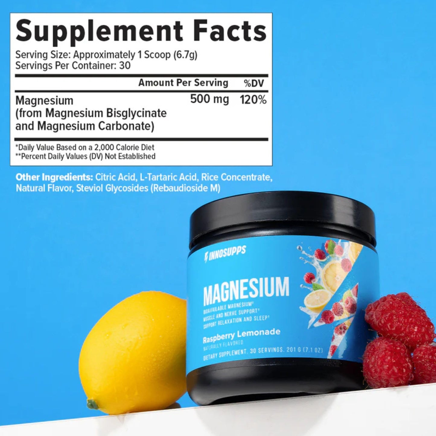 InnoSupps Magnesium Powder - Dual-Action Mineral Mix with Magnesium Bisglycinate & Carbonate - Promotes Stress Relief, Hydration, and Recovery (Lemonade, 30 Servings) Gsupps Australia