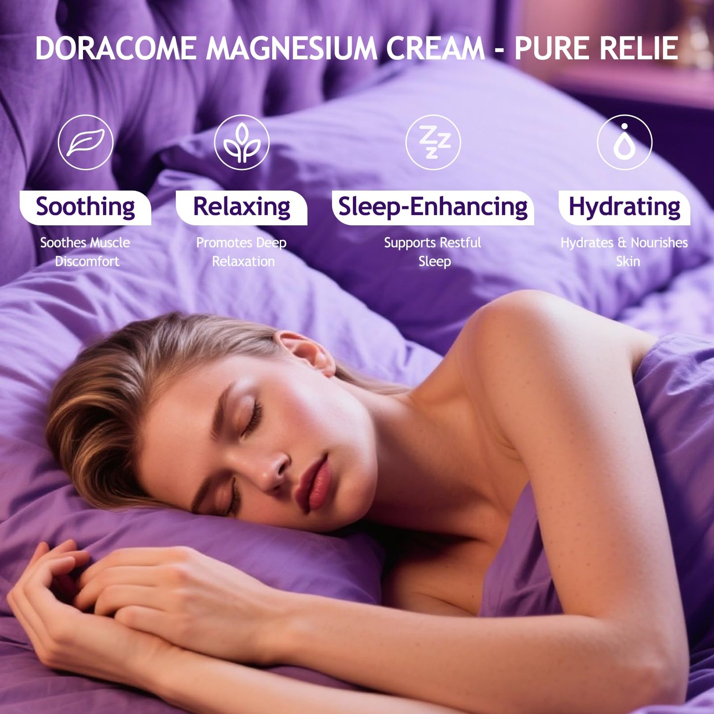Doracome Magnesium Moisturizing Cream for Muscle Relief, Sleep Support and Stress Relief, Fast-Absorbing Formula,Skin Friendly,Lightly Scented-SJX Doracome