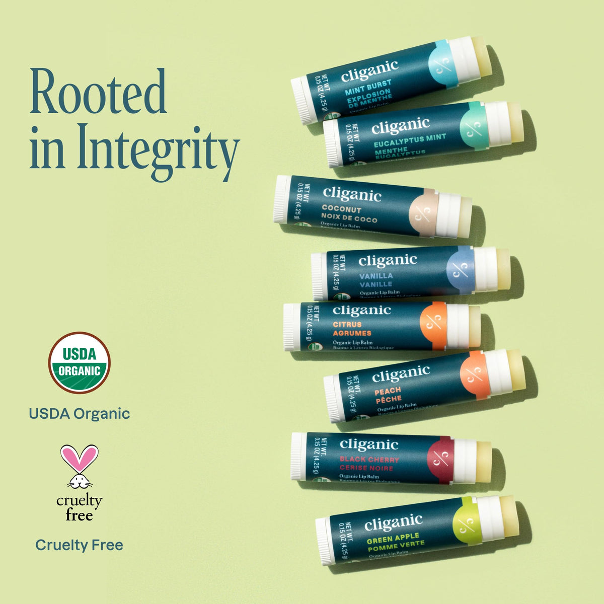 Cliganic Organic Lip Balm Set, 8 Flavors 100% Natural for Dry Cracked Lips Cliganic