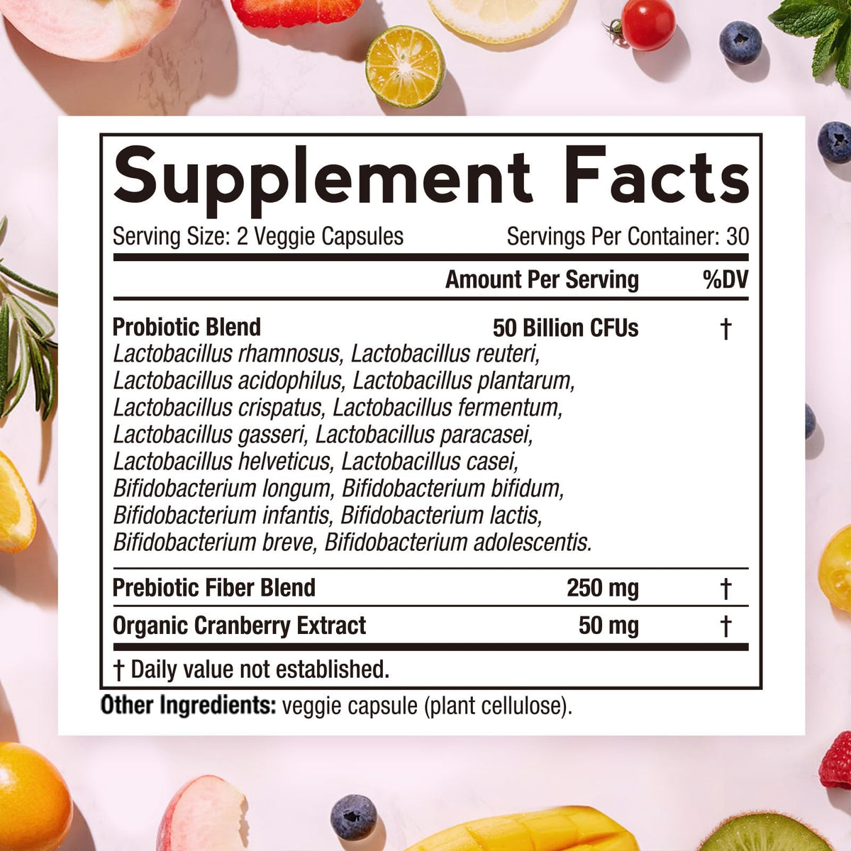 Doctor's Recipes Women's Probiotic, 60 Caps 50 Billion CFU 16 Strains, with Organic Cranberry, Digestive Immune Vaginal & Urinary Health, Shelf Stable Doctor's Recipes