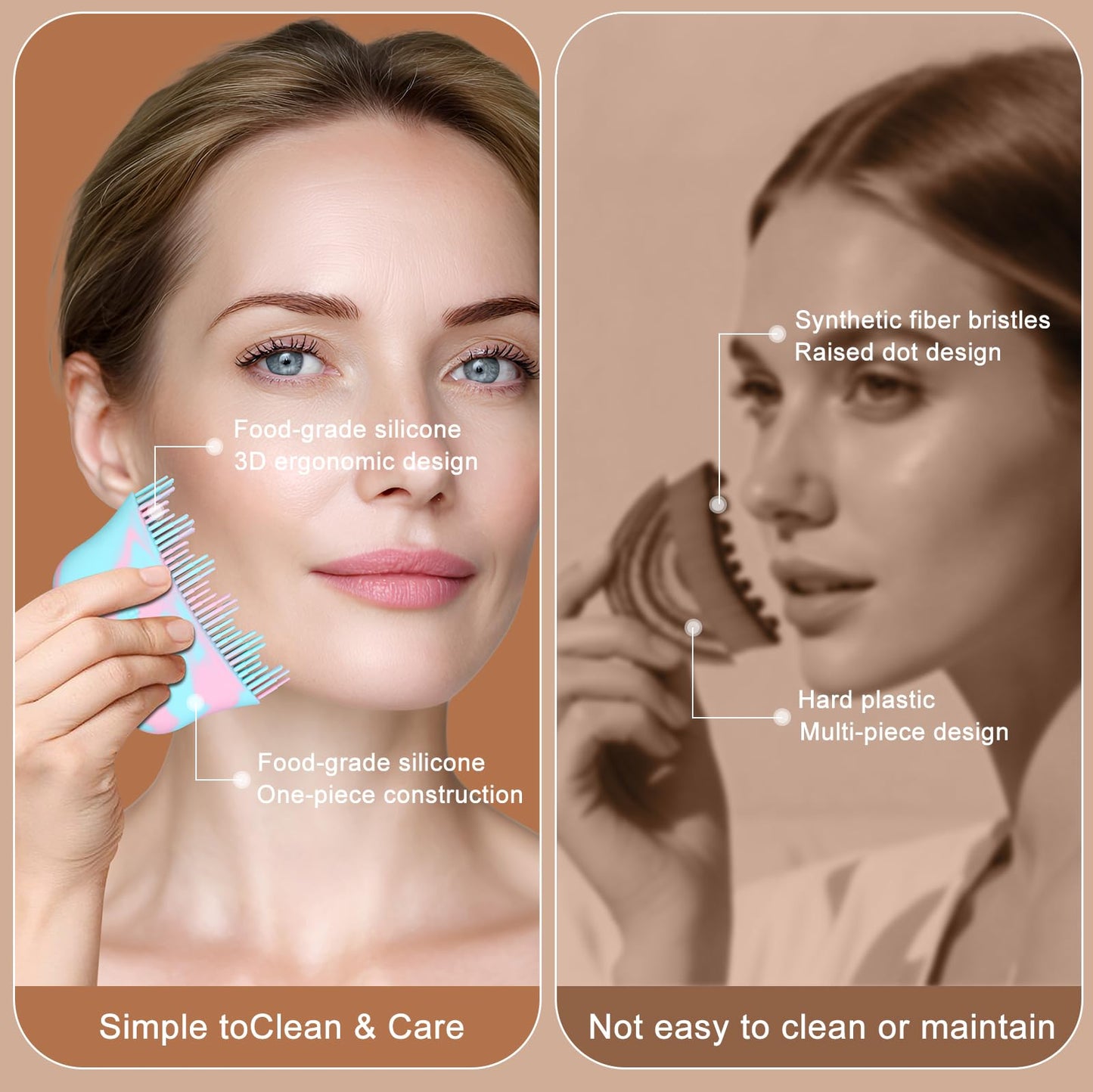 Lymphatic Contour Face Brush, Silicone Lymphatic Drainage Massager, Dry Brush Alternative to Gua Sha for Face and Body EraEleph