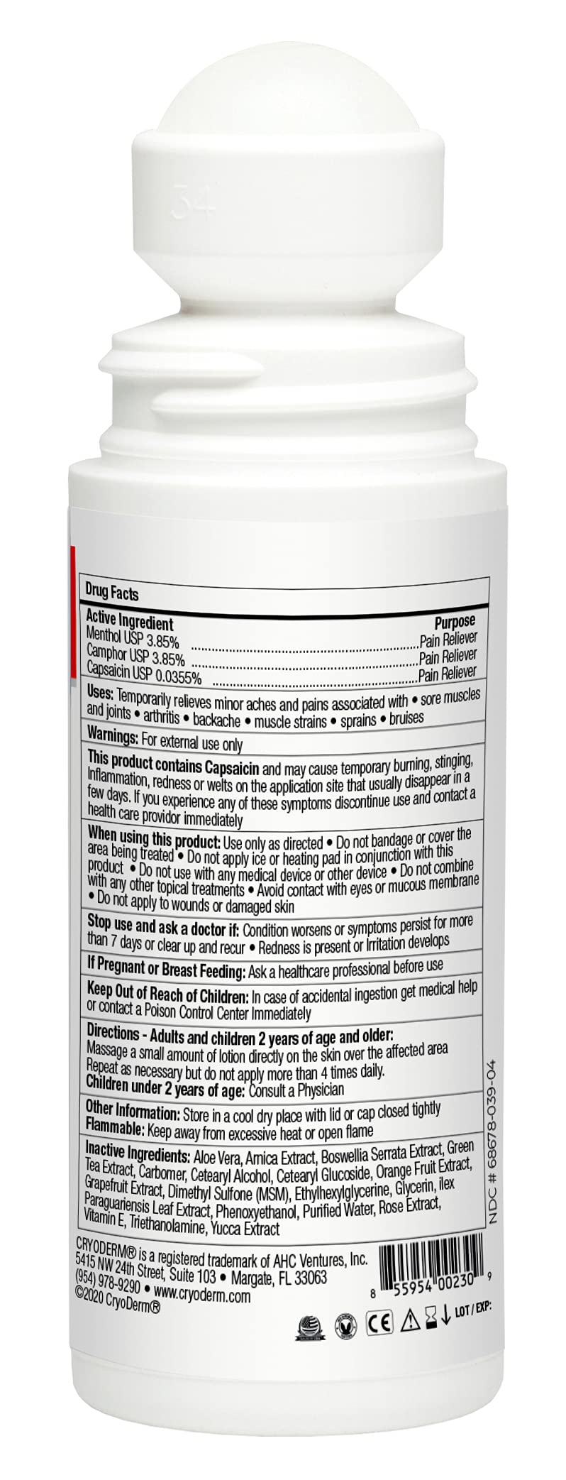 Pkg of 3 CryoDerm Heat Roll-On CryoDerm