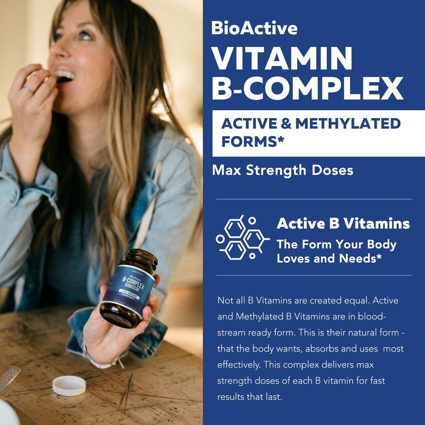 BioActive Vitamin B Complex - Blood Stream Ready, Methylated B Complex - Featuring Methylfolate, 3 BioActive Forms of B12, BenfoPure® B1 & Pantesin Triquetra Health