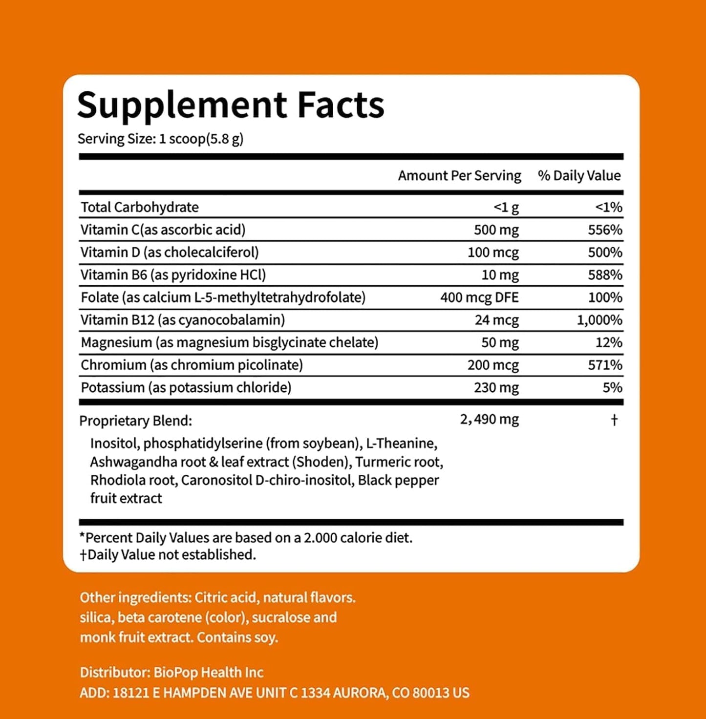 Cortisol Drink Powder - Natural Cortisol Supplements for Ashwagandha, L-Theanine, Turmeric Root, Black Pepper Extract, Relaxation, Focus, Mental Clarity oviaapo