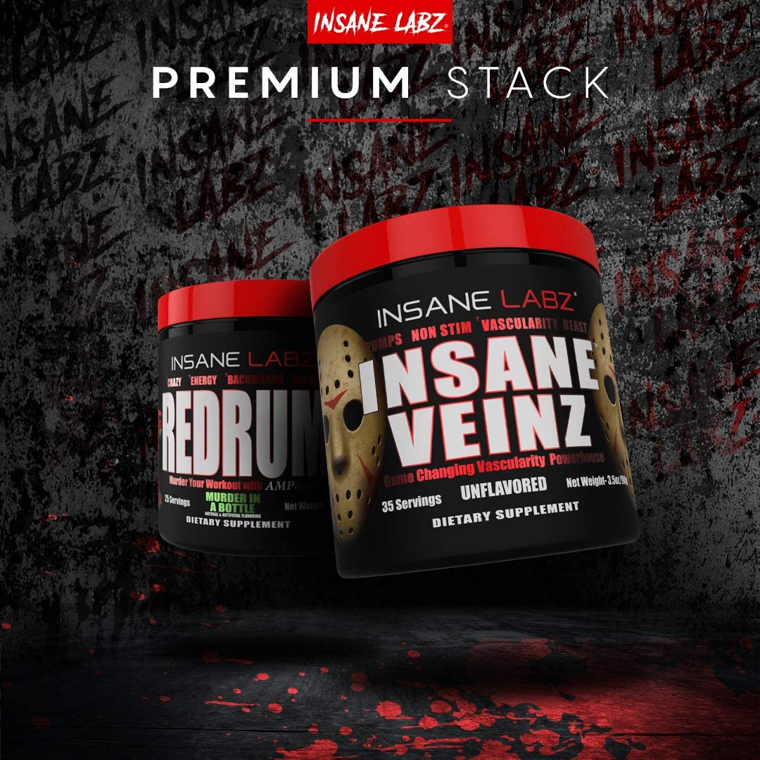 Insane Labz Insane Veinz Non Stimulant NO Enhancing Powder, Nitric Oxide Booster, Loaded with Agmatine Sulfate and Betaine Anhydrous, Increase Vascularity, 35 Srvgs, Fruit Punch Gsupps Australia