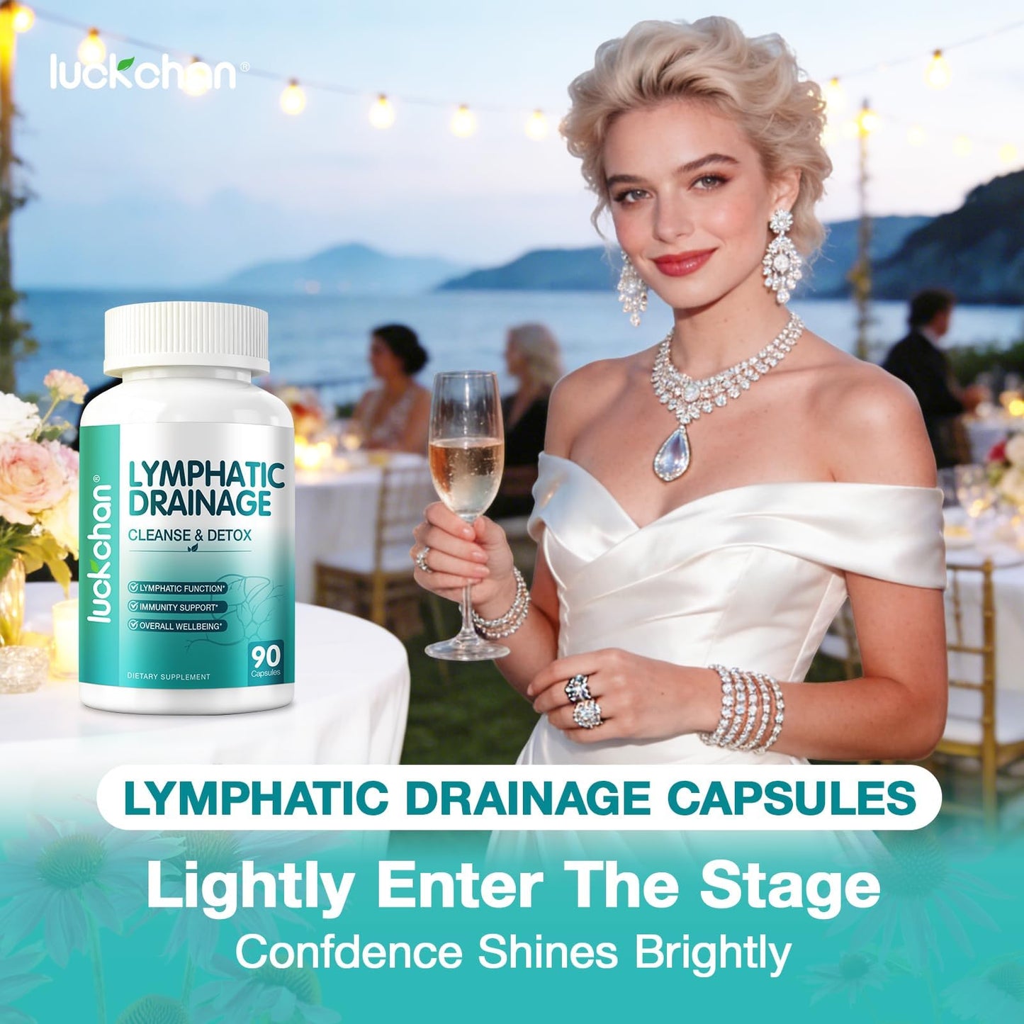 Lymphatic Drainage Supplements - Lymphatic System Support, Fluid Balance, Immune Support - Natural Lymphatic Cleanse & Detox Capsules with Dandelion, Echinacea, Burdock & More, 90 Capsules LUCKCHAN