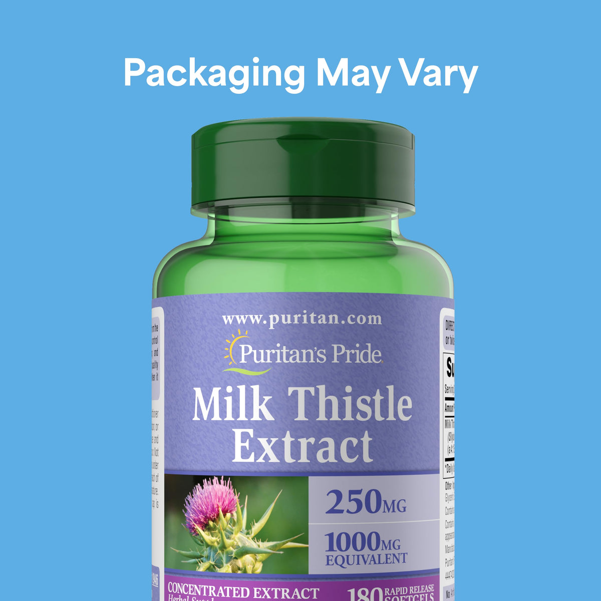 Puritan's Pride Milk Thistle Silymarin 4:1 Concentration Extract 250 mg (1000 mg Equivalent) Puritan's Pride