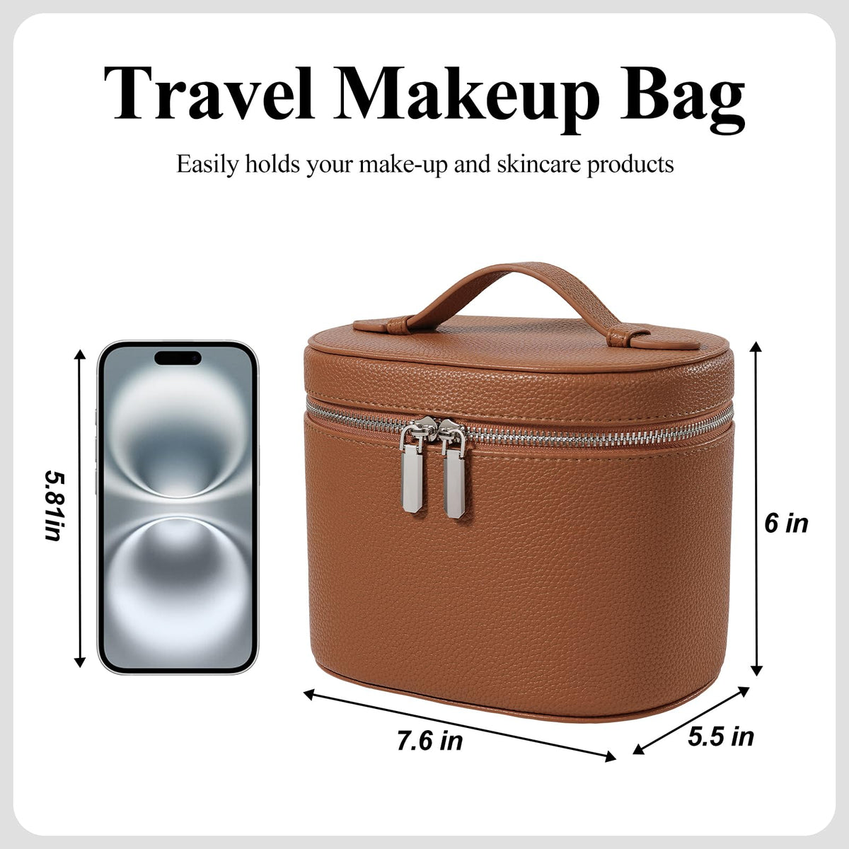 honitty Makeup Bag, Travel Make up Case with Compartments and Handle, Portable Cosmetic Organizer Bags,Toiletry Bag for Women honitty