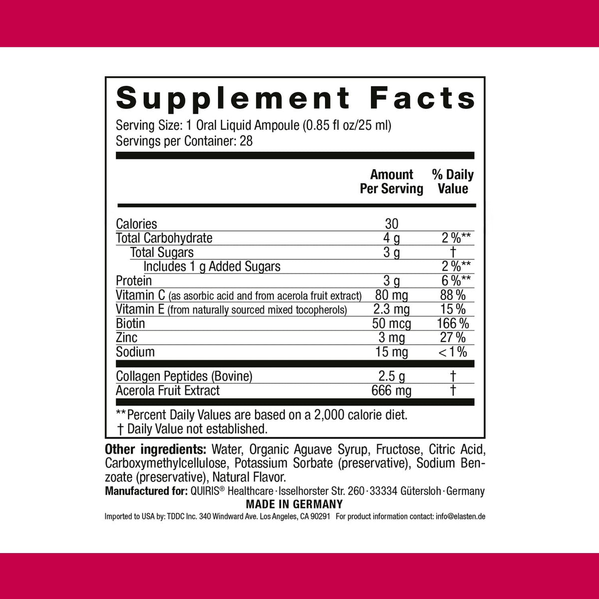 ELASTEN Clinically Tested Collagen Complex for Radiant Skin from Within – Reduces Fine Lines – Supports Healthy Connective Tissue – 28 Liquid Collagen Ampoules (0.85 fl oz / 25 ml Each) Elasten