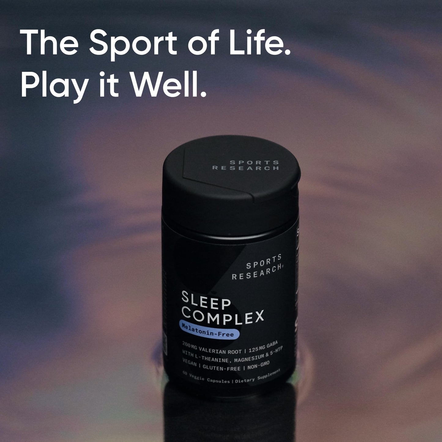 Sports Research® Sleep Complex- Melatonin-Free Vegan Capsules - with Valerian Root, GABA, L-Theanine, Magnesium & 5-HTP - 30 Servings Sports Research