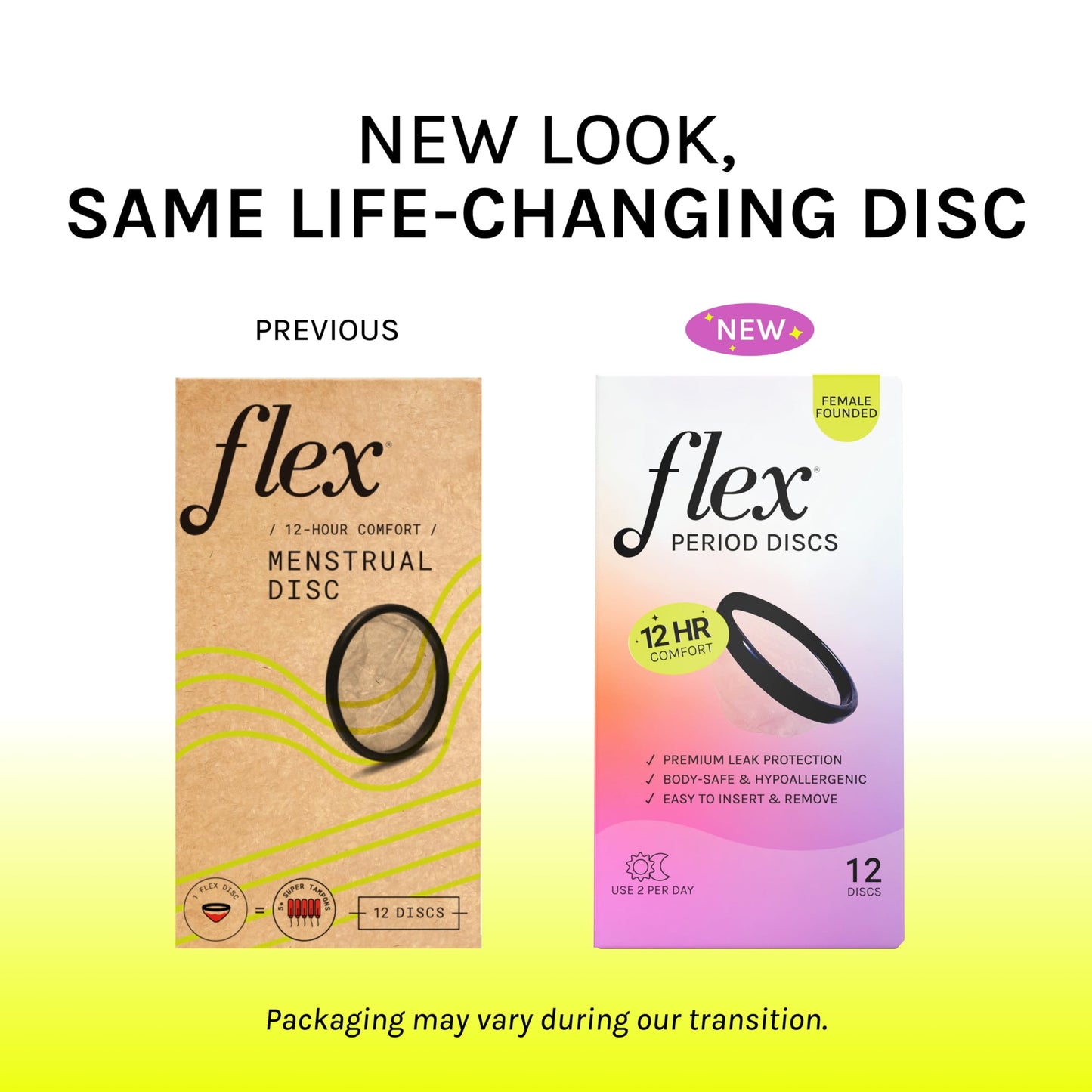 Flex Menstrual Discs | Disposable Period Discs | Reduce Cramps & Dryness | Beginner-Friendly Tampon Alternative | Capacity of 5 Super Tampons | Made in Canada | 12 Count FLEX